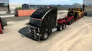 American Truck Simulator, 40 (t) Scraper Everret to Wenatchee | Freightliner Cabover Lowboy Trailer.
