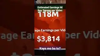 BOY TAPANG | HOW MUCH IS THE ESTIMATED AVERAGE EARNINGS PER VIDEO  | $ 3,814 | TOTOO BATO?
