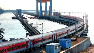 Rameshwaram Tambaram Express crossing Pamban Bridge with GOC WDP 4B !!