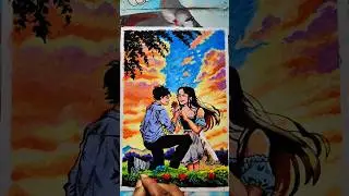 How I Drew This Romantic Couple Under a Dramatic Sky | Time-Lapse Art #artistadvice #artclip #dreamy