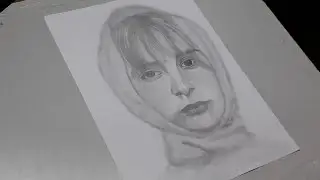 Drawing a cute girl with scarf portrait |timelapse | world premier arts