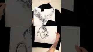 Феникс вырывается из-под трафарета с рисунком в виде песочных часов ✨