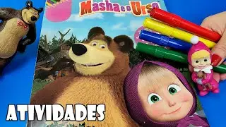 Liga Pontos, Caça Palavra, Jogo Das Sombras e Contando Borboletas No Livro De Atividades Da Masha