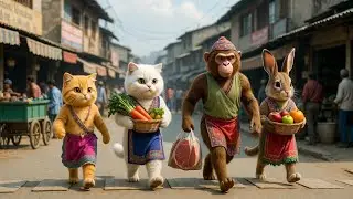 Animal Friends&rsquo; Fun mom Ice Cream Adventure 🍦 | Cute Cats, Monkey & Rabbit Story|Cat videos Cartoon 