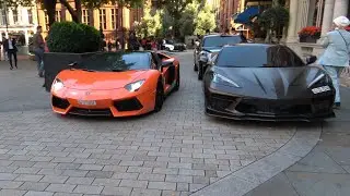 CAR SPOTTING SUPERCARS IN LONDON MAYFAIR 2025|LAMBORGHINI AVENTADOR |CORVETTE C8 