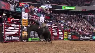 WRECK: Harve Stewart comes down hard off of Bobby  (PBR)