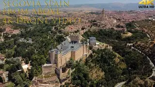 Segovia Spain/España from Above,4K drone video of ancient city of Segovia, Spain from above Drone 4K