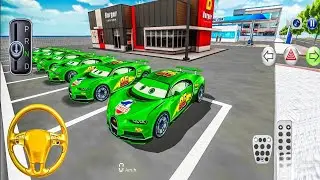 Ultimate vehicle Collection New sports Car green Buggati chiron parking gas station&ndash;3d driving class