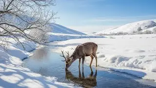 Serene Winter ❄️🦌 Peaceful Antlered Beauty &ndash; Indie Acoustic Vibes, Warmth in the Chill