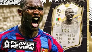 BARCELONA ETO'O! 🥵 | 93 ICON MOMENTS ETO'O PLAYER REVIEW | FIFA 21 Ultimate Team