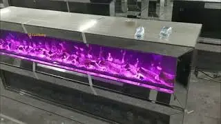 Grey Glass TV Stand with Electric Fireplace #electricfireplace #tvstands