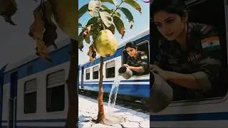 Lady Soldier saved the guava tree from drying up by watering it 😭 #ai #plants #save #watering