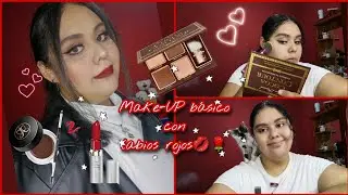 Mi gato no me deja grabar 🐱🤣 maquillaje simple con labios rojos 💋