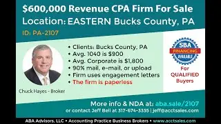 $600,000 (Rev.) Eastern Bucks County, PA Tax & Accounting Firm for Sale - ABA Advisors - Chuck Hayes