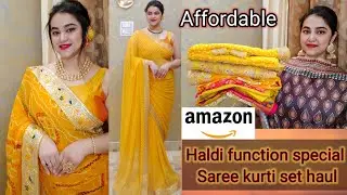 Amazon Haldi function special Saree, kurti set haul | Affordable wedding special haul | Pooja choyal