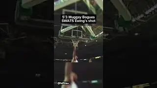 Muggsy Bogues BLOCKS Patrick Ewing