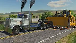 Huge CAT Bulldozer - (Wide Load Road Rage) - FS19 Farming Simulator 19 Gameplay 4K - Peterbilt 359
