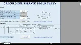 PLANTILLA EXCEL PARA EL CALCULO DEL TIRANTE NORMAL SEGUN CHEZY