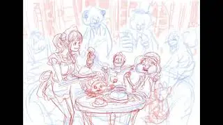 Oda's sketching process for this week's OnePiece color spread