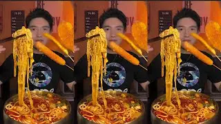 Spicy Rice Noodles Mukbang | Fiery Slurps & Bold Flavors | ASMR Eating Sounds 🔥  #trending