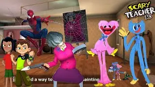 Scary Teacher 3D - Update Play with Sonic - Hulk - Ben10 - Spiderman/ I destroyed the giant painting