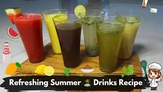 || Refreshing Summer Season Special 6 Type Drinks Recipe 😋|| गर्मियों में बनाए स्पेशल ड्रिंक 🍻||
