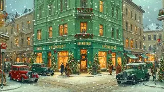 Christmas Corner Glow ❄️ Vintage 1940s&ndash;1960s Oldies | Cozy European Street & Holiday Lights