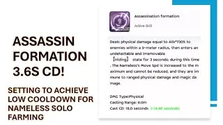 SOLO BUFF 3.6S CD ASSASSIN FORMATION SETTING! NAMELESS FARMING