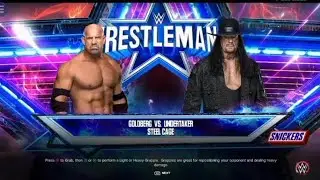WWE2K23 Goldberg vs undertaker steel cage WrestleMania main event match gameplay 
