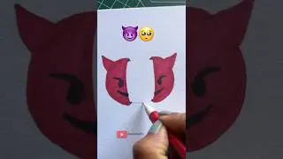 Easy emoji art ideas 😈🥺 #shorts #art #drawing #easydrawing #youtubeshorts
