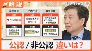選挙戦スタート、「公認」「非公認」でお金・政見放送に差も&hellip;&nbsp;2議員は自民党「非公認」から公明党「推薦」へ&nbsp;なぜ？【Nスタ解説】｜TBS&nbsp;NEWS&nbsp;DIG