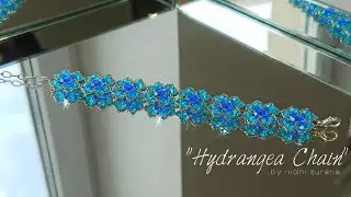 Hydrangea Chain, Bicone Crystal Bracelet || Step by step Tutorial Diy 