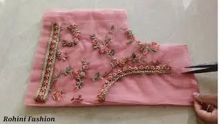 Net blouse design | Cutting and stitching back neck design
