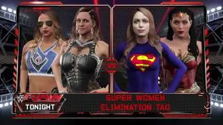 WWE 2K17 Supergirl,Wonder Woman VS Stephanie McMahon,Emma In A Elimination Tag Match