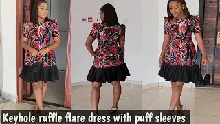 Tutorial on keyhole ruffle dress with puff fitted  sleeves.