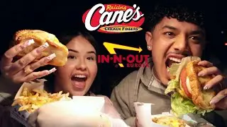 VIRAL IN N OUT X CANES SANDWICH REVIEW MUKBANG | P&D