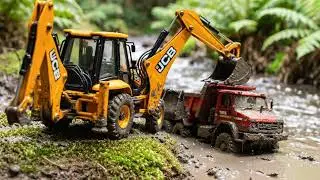 Toy Tata Tipper Stuck in River Mud 🚜 | JCB Tractor Rescue | Kids Toy Video