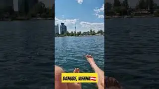 Boat drive on the Danube in Vienna, Austria