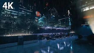 Synthetic Storm & Plasma Hearth 🔥🌃 10 Hours of Sci Fi Rain Ambience for Deep Sleep & Focus
