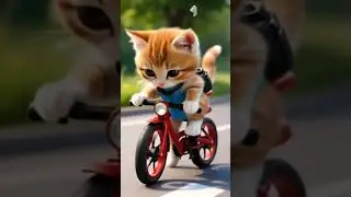 😯Cat on a Bicycle 🚲 #cat #bicycle #street #short #explore #trending #viral |
