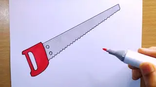 hand saw drawing | how to draw hand saw | wood cutting hand saw for carpenter