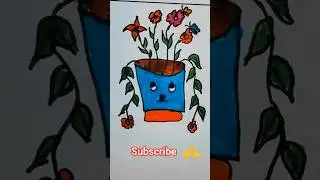 easy flower pot drawing for kids #art #viral #youtube #satisfying #creative #shorts #flowerpot