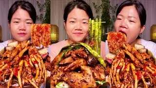 ASMR Quick Eats Mukbang Spicy Food and Spicy Seafood, Braised Pork Rice and Fried Chicken Eating