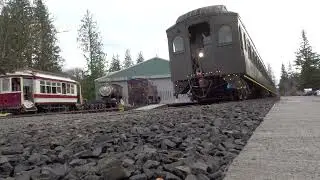 Ground View of Holiday Train Arriving at Northwest Railway Museum