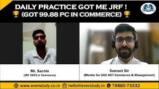 Interview with Topper Sachin | JRF in Commerce | UGC NET December 2022