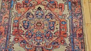 Vintage Persian Malayer Long Runner in Camelhair, Blue, Rust, Navy, Pink, @thepersianknot , SKU 1703