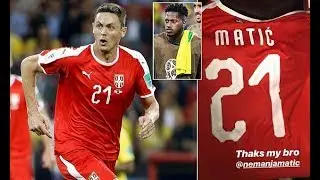 Nemanja Matic gave Manchester United new boy Fred his shirt after Brazil beat Serbia