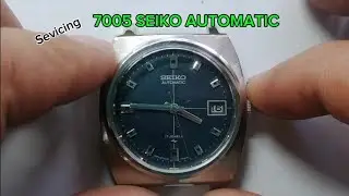 Servicing Vintage 7005 SEIKO AUTOMATIC  BLUE DIAL