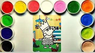 Sand Painting Peppa With Colorful Dress and Crown