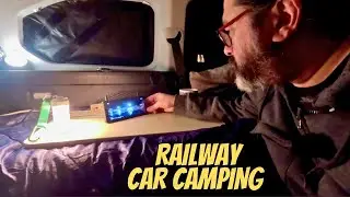 Cold Rainy Night Solo Car Camping at Railway